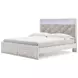 Altyra White and Gray King Upholstered Storage Panel Bed with LED
