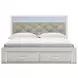 Altyra White and Gray King Upholstered Storage Panel Bed with LED