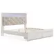 Altyra White and Gray King Upholstered Storage Panel Bed with LED