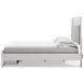 Altyra White and Gray King Upholstered Storage Panel Bed with LED