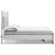 Altyra White and Gray King Upholstered Storage Panel Bed with LED