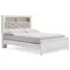 Altyra White and Gray Upholstered Bookcase Panel Bedroom Set with LED