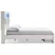 Altyra White and Gray Queen Upholstered Bookcase Storage Bed with LED