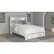Altyra White and Gray Upholstered Bookcase Storage Bedroom Set with LED