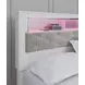 Altyra White and Gray King Upholstered Panel Bookcase Headboard with LED