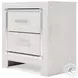 Altyra White and Gray Upholstered Bookcase Storage Bedroom Set with LED