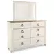 Willowton Whitewash 6 Drawer Dresser and Rectangular Mirror