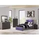 Cayberry Gray Twin Upholstered Panel Bed with LED