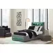 Cayberry Gray Twin Upholstered Panel Bed with LED