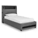 Cayberry Gray Twin Upholstered Panel Bed with LED