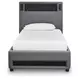 Cayberry Gray Twin Upholstered Panel Bed with LED