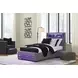 Cayberry Gray Twin Upholstered Panel Bed with LED