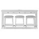 Surfside Weathered White Rectangular Console Table with USB Charging