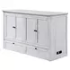 Surfside Weathered White Queen Storage Cabinet Bed with Mattress and USB Charging