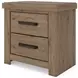 Garistyn Light Brown 2 Drawer Nightstand with USB Charging