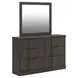 Agrander Dark Brown 6 Drawer Dresser and Rectangular Mirror