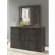 Agrander Dark Brown 6 Drawer Dresser and Rectangular Mirror