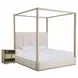 Carino Sand Cerused and Beige King Upholstered Canopy Bedroom Set