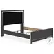 Ravalori Black Queen Upholstered Panel Bed