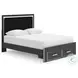 Ravalori Black Queen Upholstered Panel Storage Bed