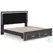 Ravalori Black King Upholstered Panel Storage Bed