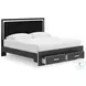 Ravalori Black King Upholstered Panel Storage Bed