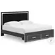 Ravalori Black King Upholstered Panel Storage Bed