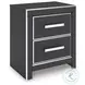 Ravalori Black 2 Drawer Nightstand with USB Charging