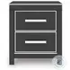 Ravalori Black 2 Drawer Nightstand with USB Charging