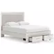 Ravalori White Upholstered Panel Storage Bedroom Set