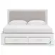 Ravalori White King Upholstered Panel Storage Bed