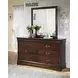 Alisdair Reddish Brown 6 Drawer Dresser and Rectangular Mirror