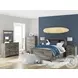 Frandern Gray Full Bookcase Panel Bed with Storage