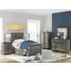 Frandern Gray 2 Drawer Nightstand with USB Charging