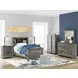 Frandern Gray 2 Drawer Nightstand with USB Charging