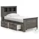 Frandern Gray Twin Bookcase Panel Bed with Storage