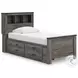 Frandern Gray Twin Bookcase Panel Bed with Storage