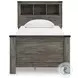 Frandern Gray Twin Bookcase Panel Bed with Storage