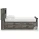 Frandern Gray Twin Bookcase Panel Bed with Storage
