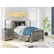 Frandern Gray Twin Bookcase Panel Bed with Storage