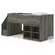 Frandern Gray Twin Loft Bed with Bookcase Storage