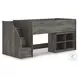 Frandern Gray Twin Loft Bed with Bookcase Storage