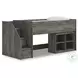 Frandern Gray Twin Loft Bed with Bookcase Storage
