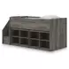 Frandern Warm Gray Twin Loft Bed with Bookcase Storage