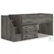 Frandern Gray Twin Loft Bed with Drawer Storage