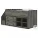 Frandern Gray Twin Loft Bed with Bookcase and Drawer Storage