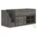 Frandern Gray Twin Loft Bed with Bookcase and Drawer Storage