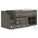 Frandern Gray Twin Loft Bed with Bookcase and Drawer Storage