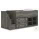 Frandern Gray Twin Loft Bed with Bookcase and Drawer Storage