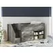 Frandern Gray Twin Loft Bed with Bookcase and Drawer Storage